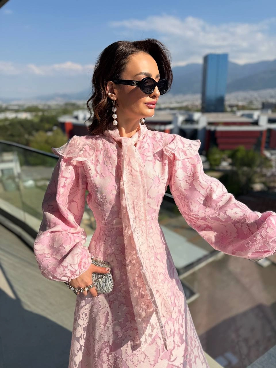 Pembe%20Astarlı%20İthal%20Desenli%20%100%20Pamuklu%20Elbise