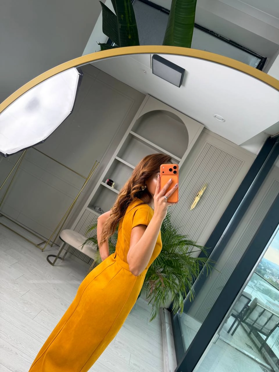 Hardal%20Kemerli%20Vatkalı%20Nubuk%20Süet%20Elbise