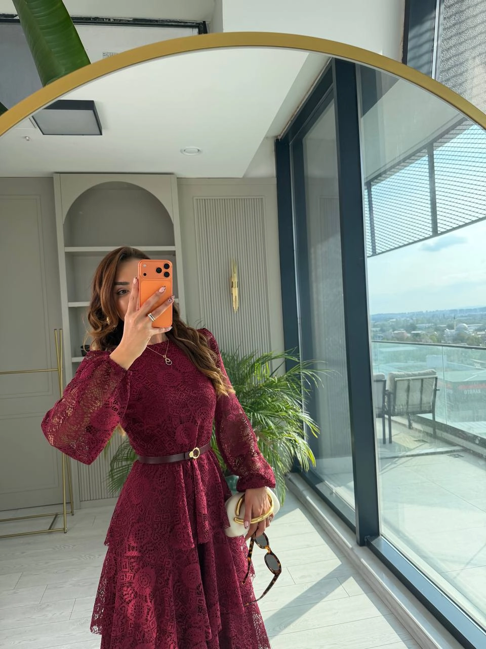 Tasarım%20Bordo%20Kat%20Kat%20Kemerli%20Astarlı%20Premium%20Dantel%20Elbise