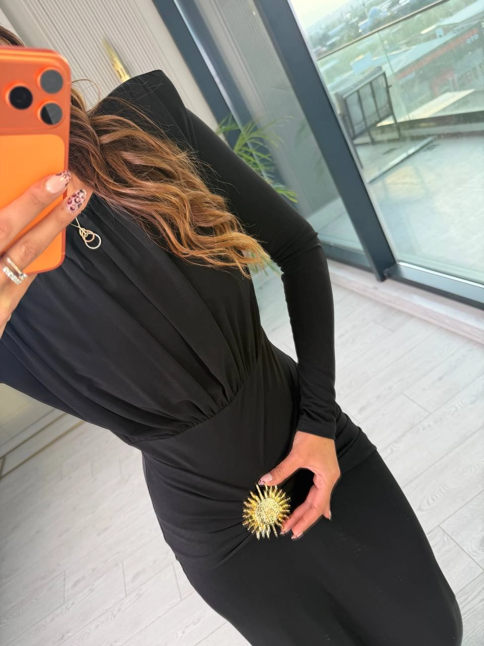 Siyah%20Vatkalı%20Bel%20Aksesuar%20Detay%20İthal%20Likralı%20Candy%20Kumaş%20Elbise