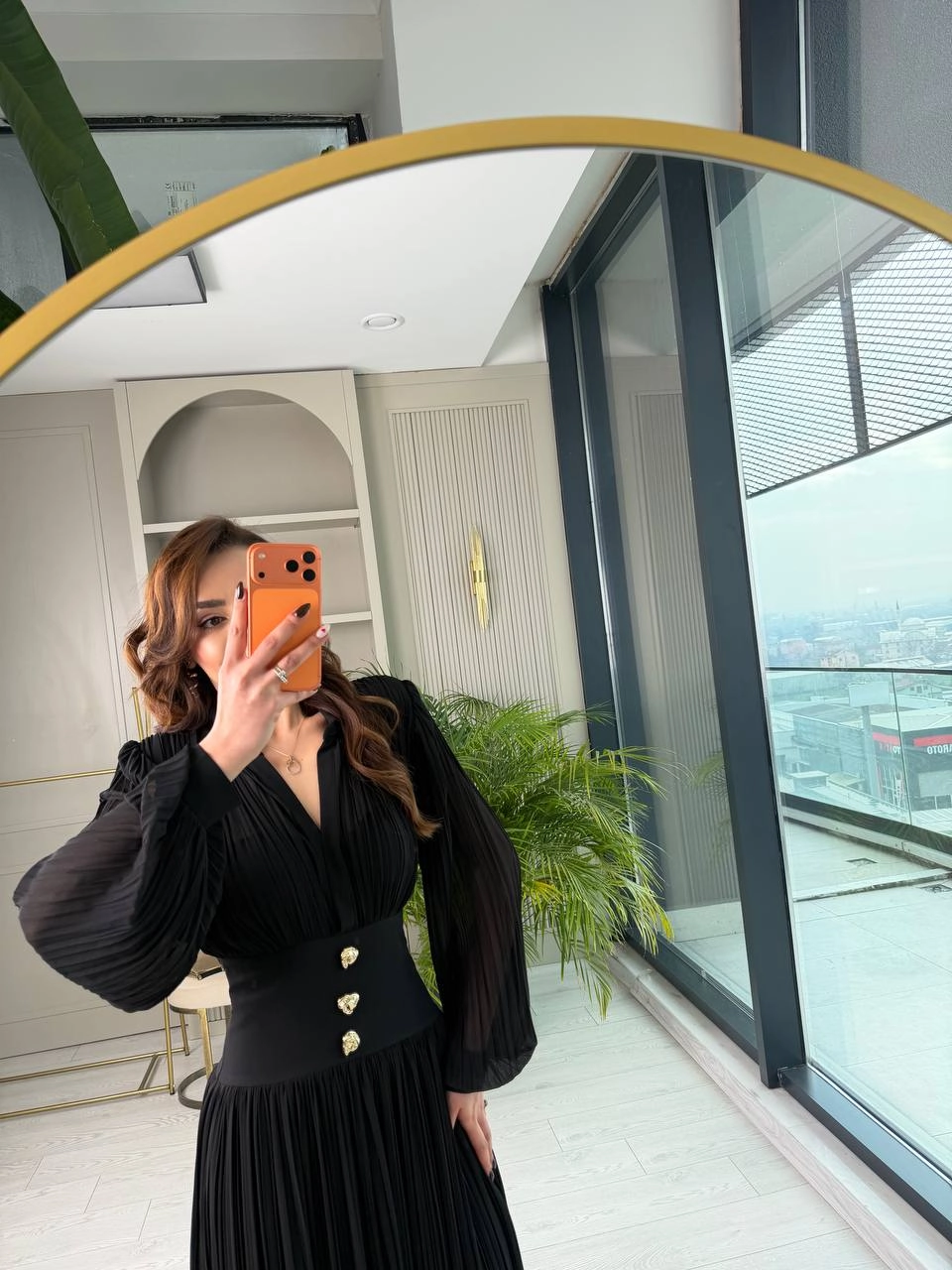 Tasarım%20Siyah%20İnce%20Piliseli%20Bel%20Detay%20Premium%20Şifon%20Elbise
