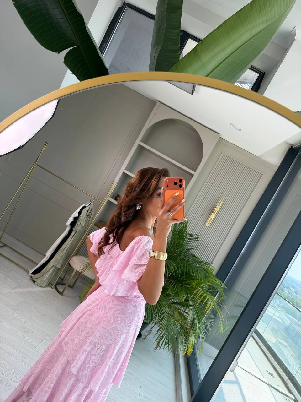 Pembe%20Astarlı%20%100%20Pamuklu%20Katlı%20Elbise