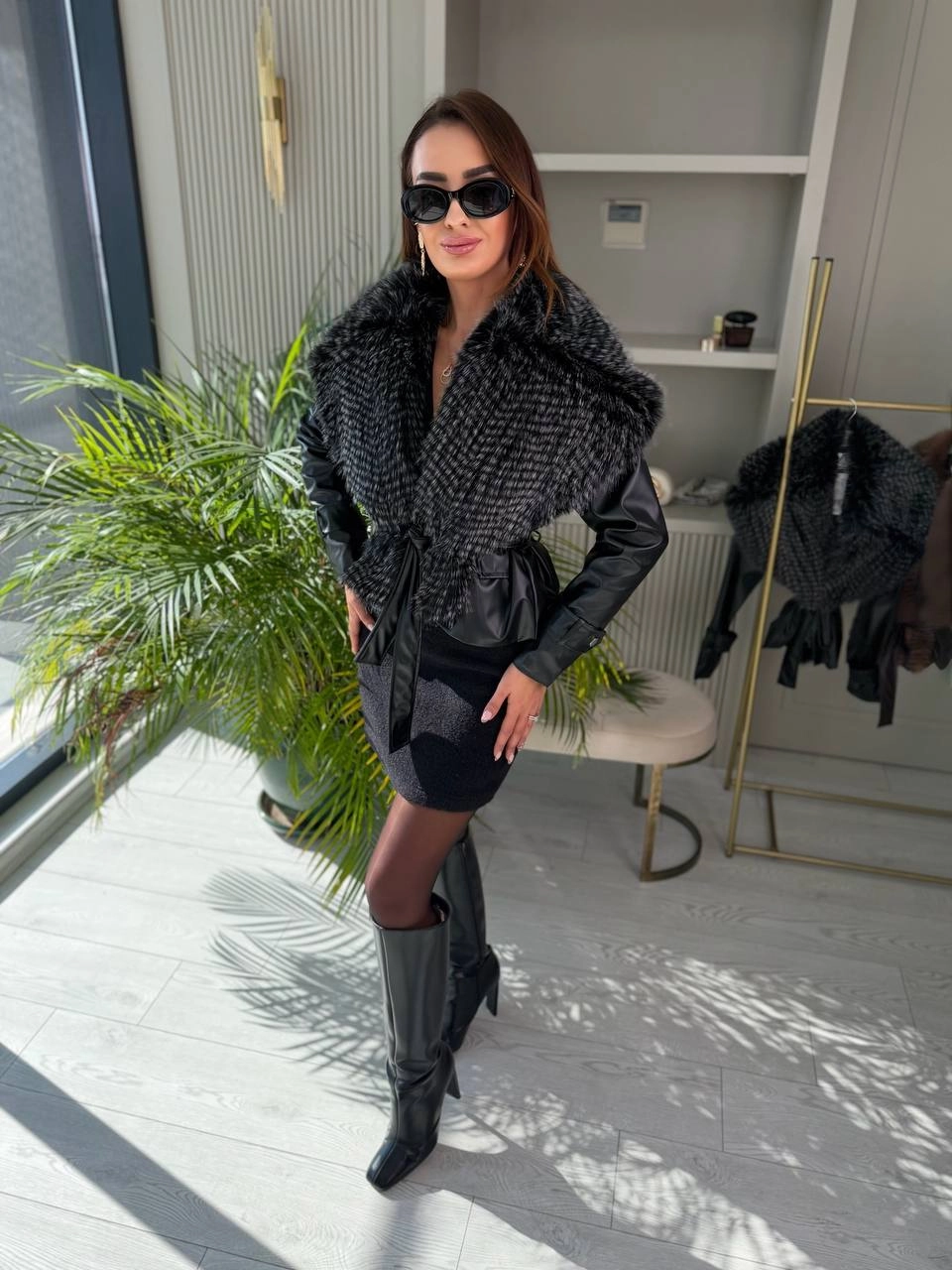 Siyah%20Premium%20Seri%20Astarlı%20Kürk%20Yaka%20Deri%20Ceket