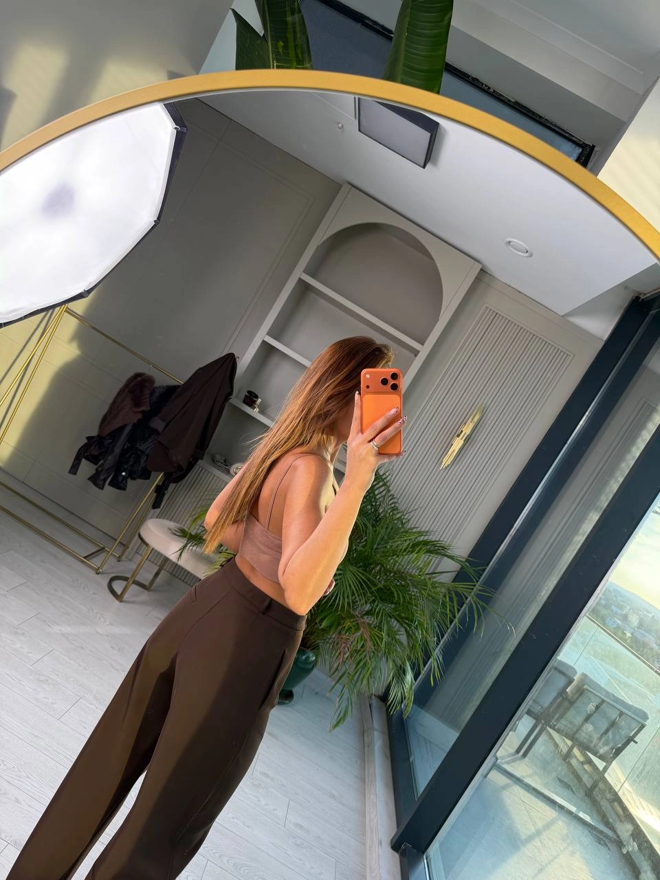 Kahverengi%20Gold%20Düğmeli%20İthal%20Krep%20Kumaş%20Takım