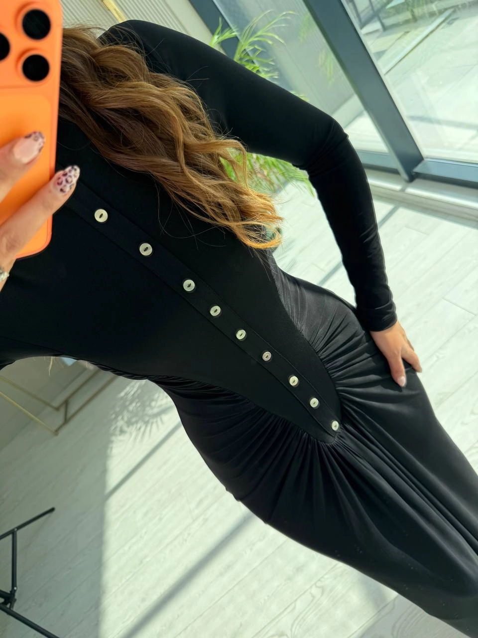 Siyah%20Zara%20Model%20Drapeli%20Likralı%20Maxi%20Boy%20Elbise