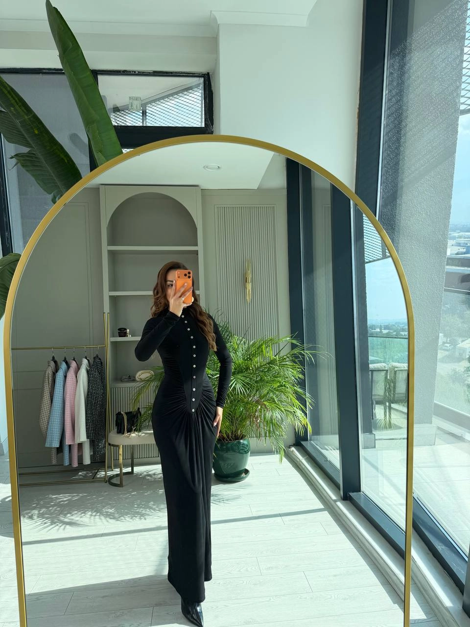 Siyah%20Zara%20Model%20Drapeli%20Likralı%20Maxi%20Boy%20Elbise