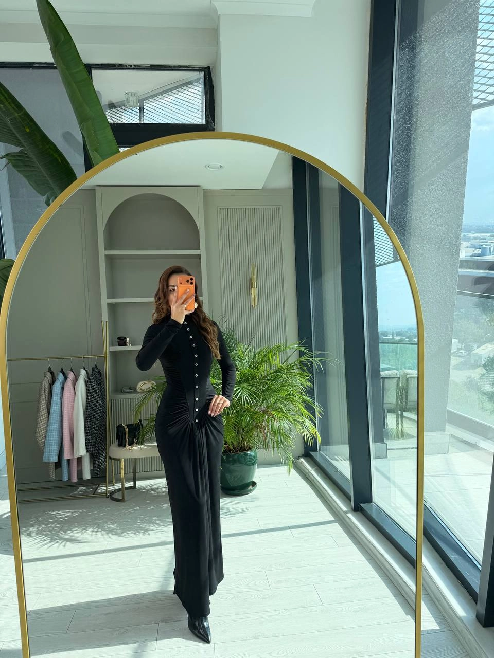 Siyah%20Zara%20Model%20Drapeli%20Likralı%20Maxi%20Boy%20Elbise