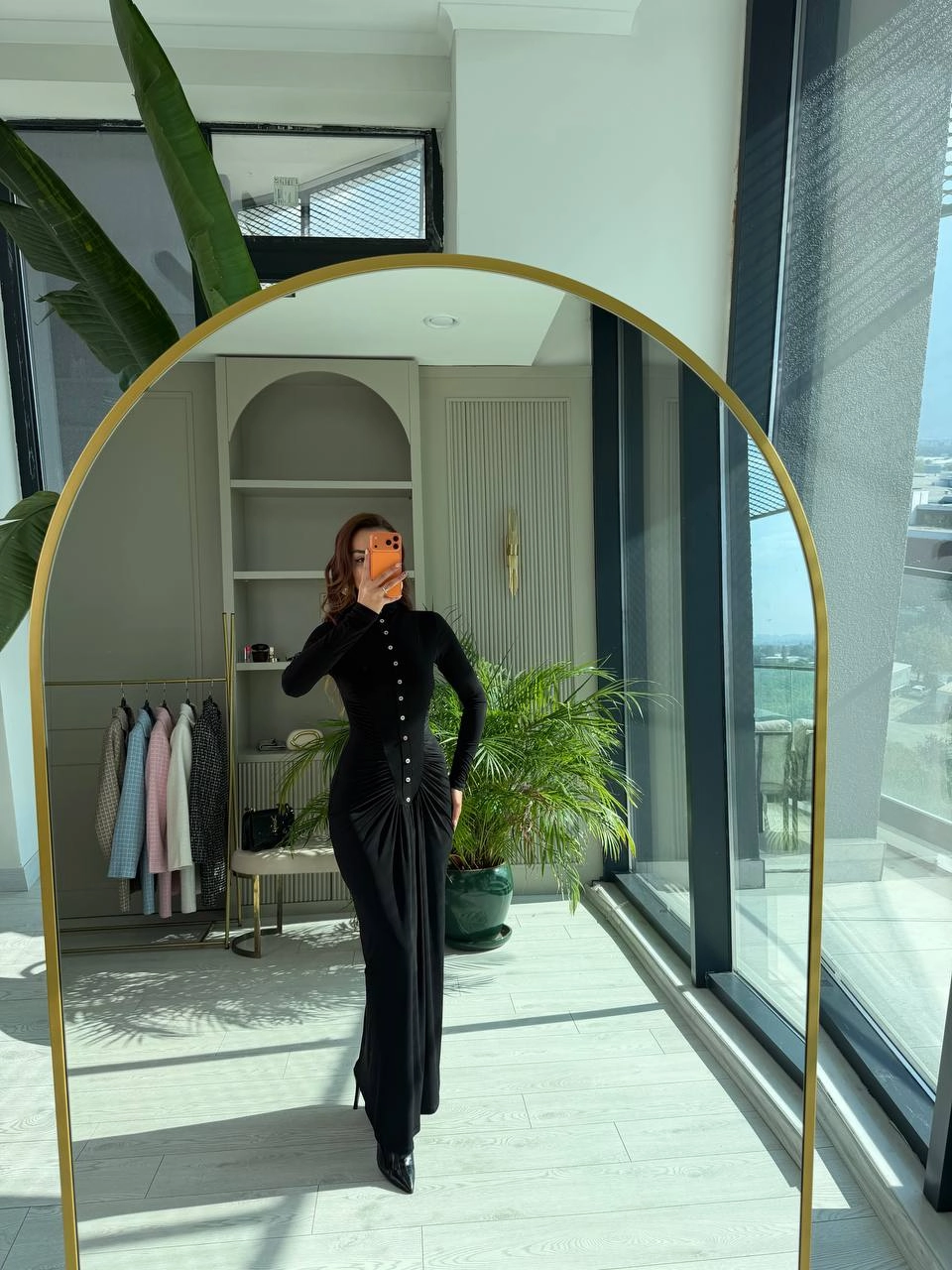 Siyah%20Zara%20Model%20Drapeli%20Likralı%20Maxi%20Boy%20Elbise