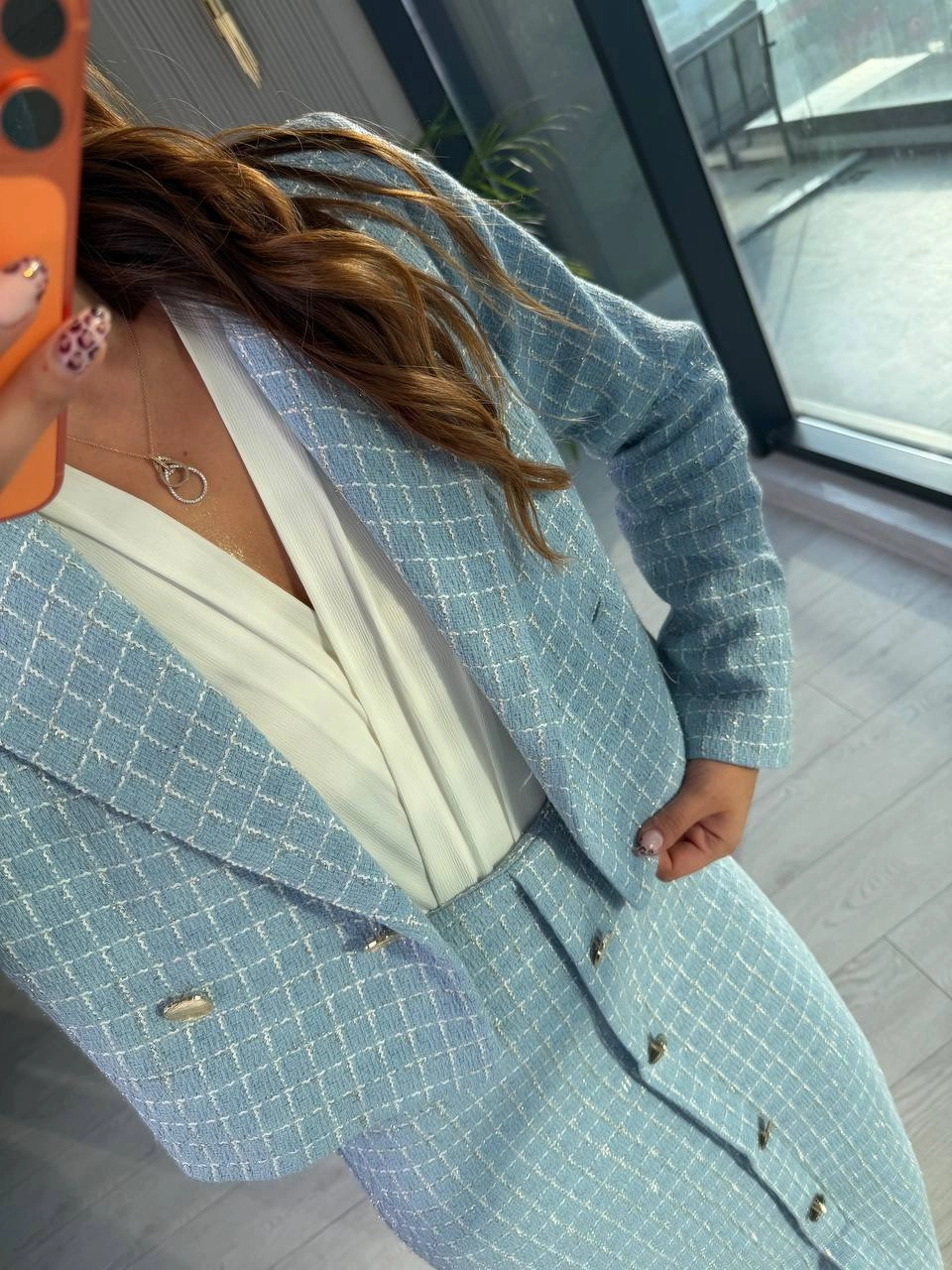 Mavi%20Lüks%20Kalite%20Etek%20Ceket%20Tuvid%20Takım