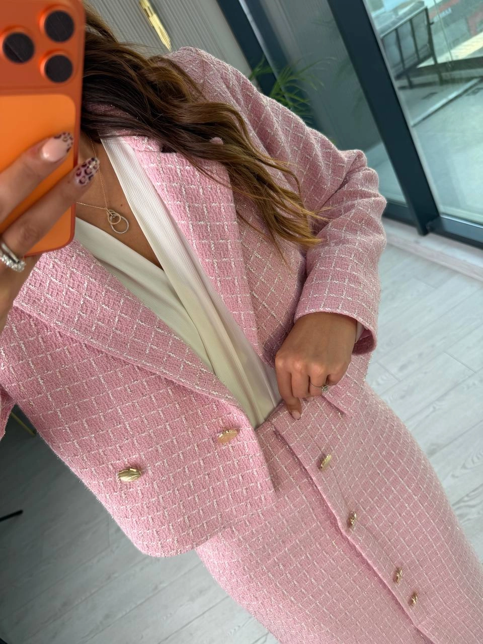 Pembe%20Lüks%20Kalite%20Etek%20Ceket%20Tuvid%20Takım