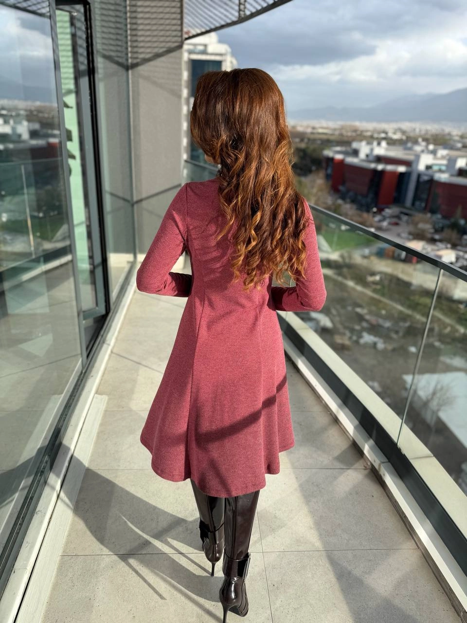 Bordo%20Fermuar%20Detay%20Çelik%20Örme%20Kumaş%20Çan%20Elbise
