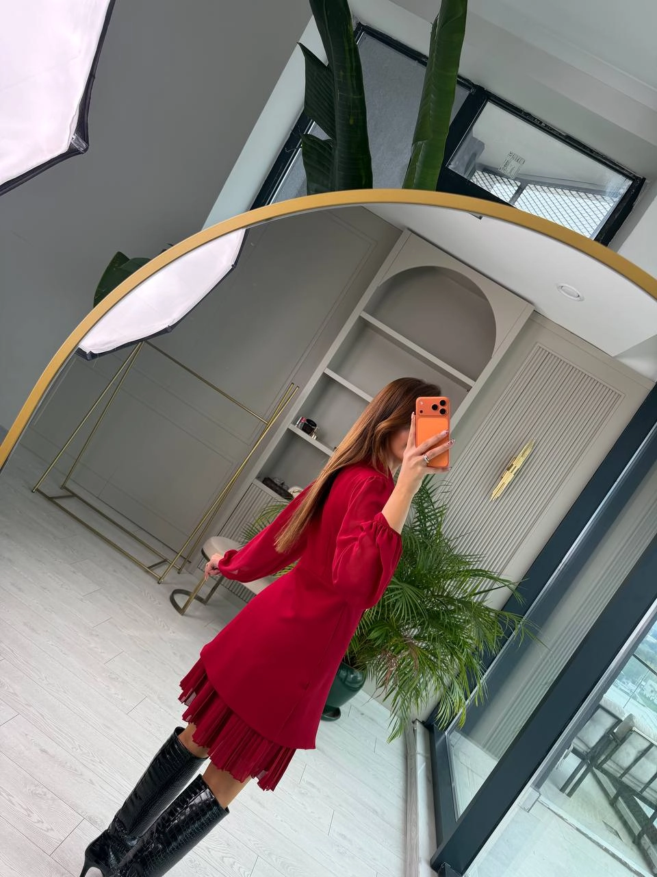 Bordo%20Tasarım%20Pilise%20Detaylı%20Astarlı%20Elbise