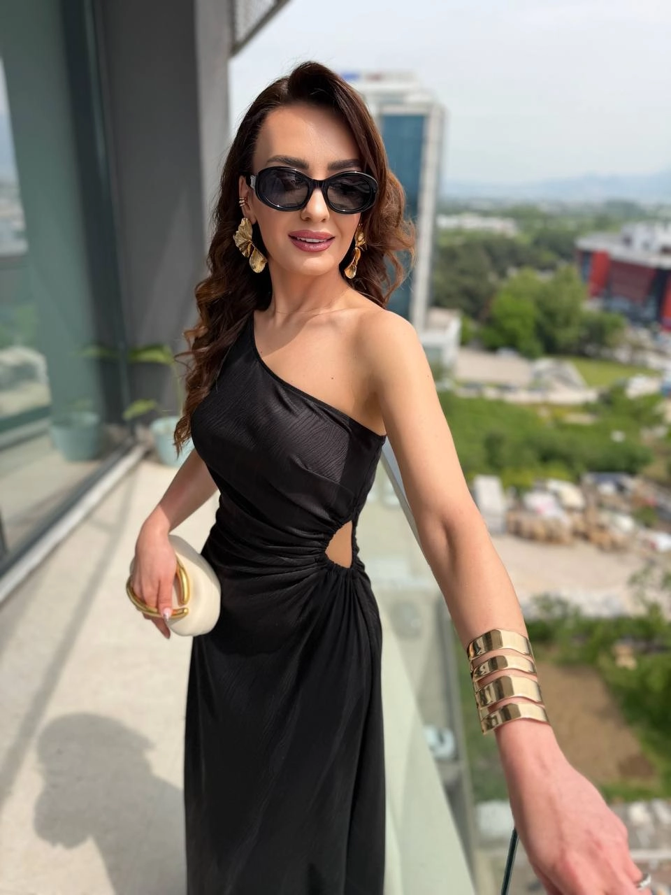 Tasarım%20Siyah%20Jakarlı%20Saten%20Bel%20Detay%20Elbise