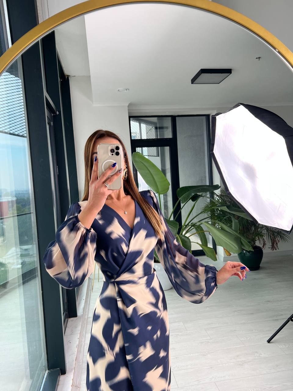Lacivert kolları şifon lüks kalite shine elbise