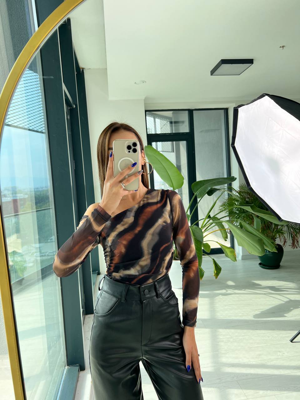 Lüks Kalite Yüksek Bel içi şardonlu Deri Pantolon