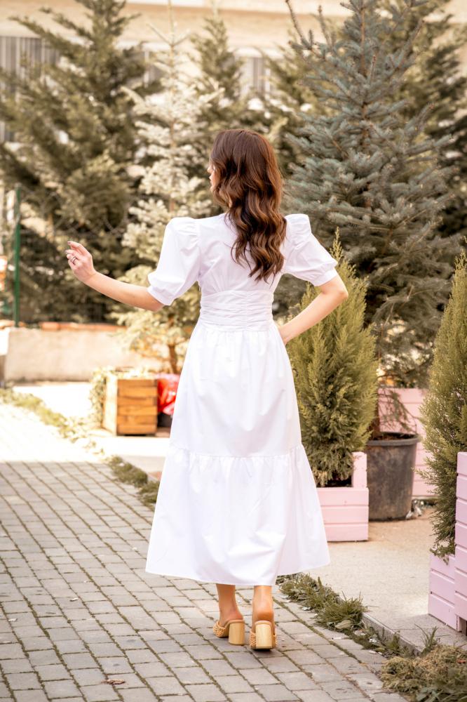 Pamuklu%20Beyaz%20Beli%20Korsajlı%20Uzun%20Elbise