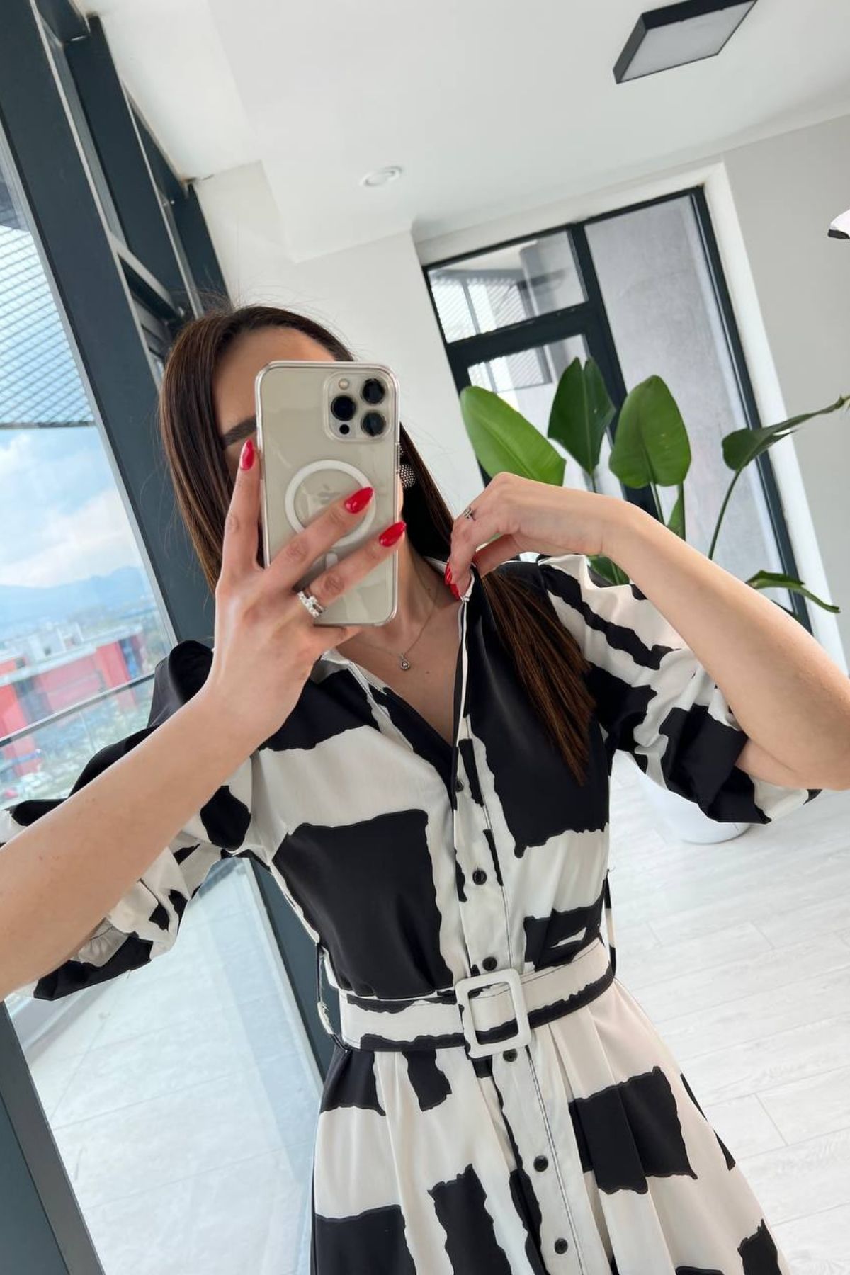 Siyah%20Pamuklu%20Poplin%20Kemerli%20Vera%20Elbise