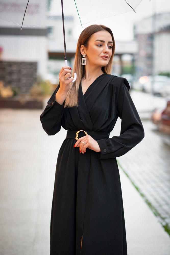 Siyah%20Tensel%20Kumaş%20Astarlı%20Elbise