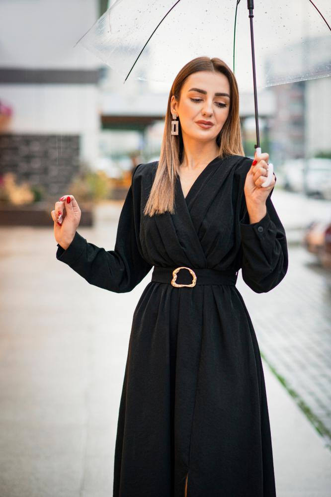 Siyah%20Tensel%20Kumaş%20Astarlı%20Elbise