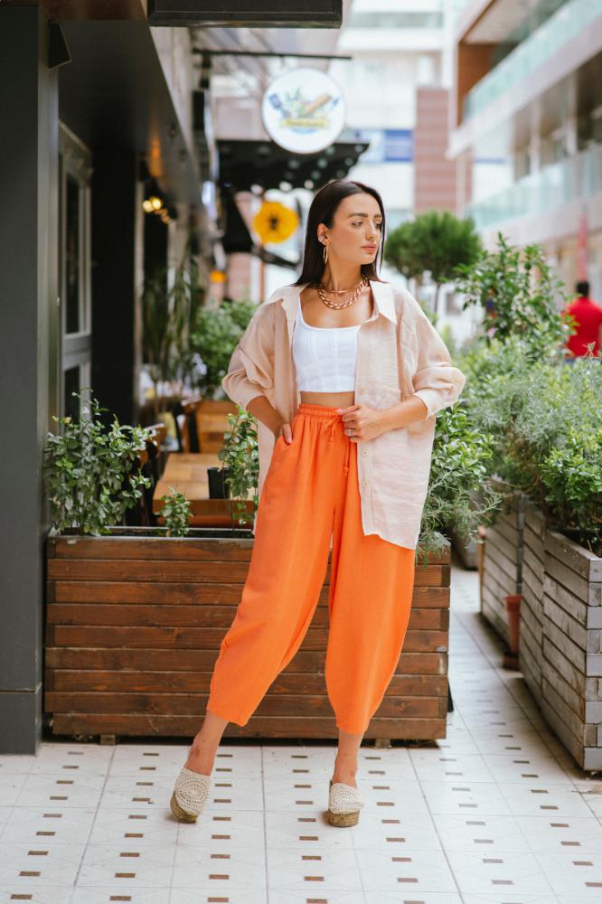 Taş%20Rengi%20Oversize%20Tensel%20Kumaş%20Gömlek%20Standart%20Beden