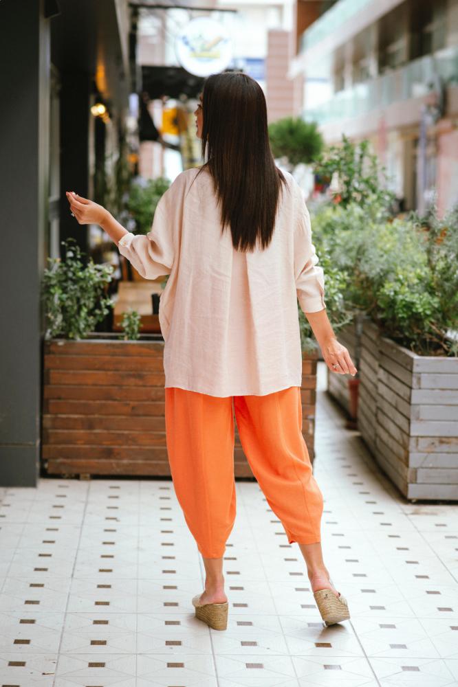 Taş%20Rengi%20Oversize%20Tensel%20Kumaş%20Gömlek%20Standart%20Beden