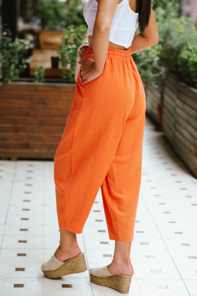 Orange%20%20Keten%20Şalvar%20Pantolon