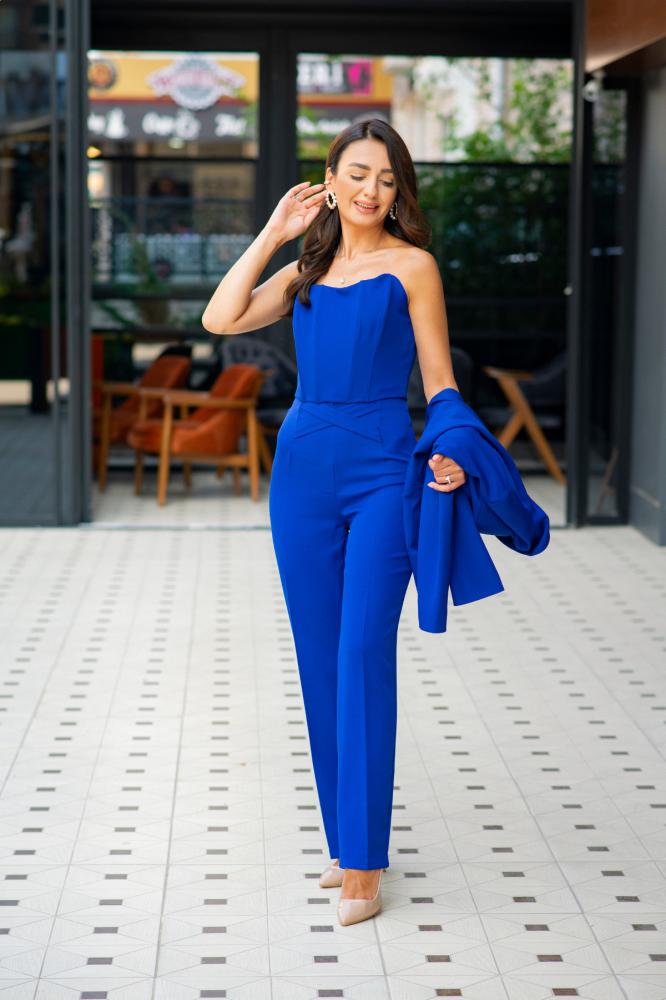 Saks%20Mavi%20Bel%20Detaylı%20Klasik%20Pantalon