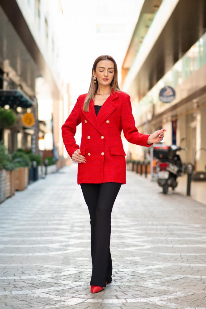 Kırmızı%20Tüvit%20Blazer%20Ceket