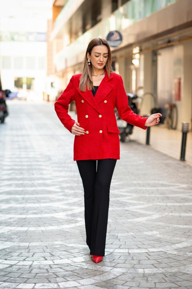 Kırmızı%20Tüvit%20Blazer%20Ceket