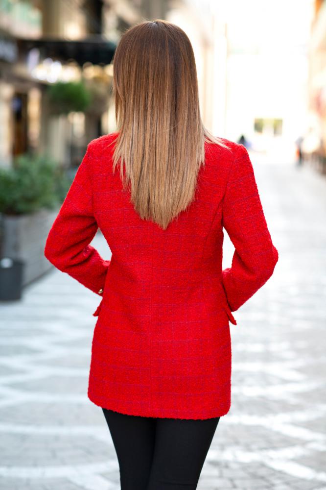 Kırmızı%20Tüvit%20Blazer%20Ceket