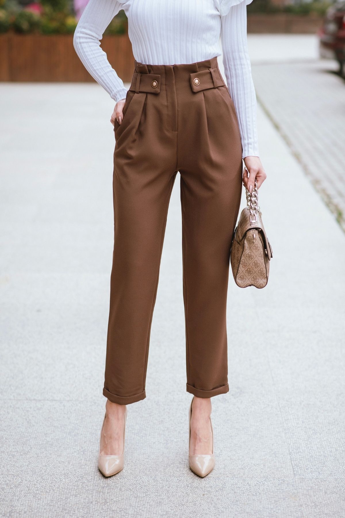 Kahverengi%20Bel%20Detaylı%20Lüks%20Kalite%20Havuç%20Pantolon