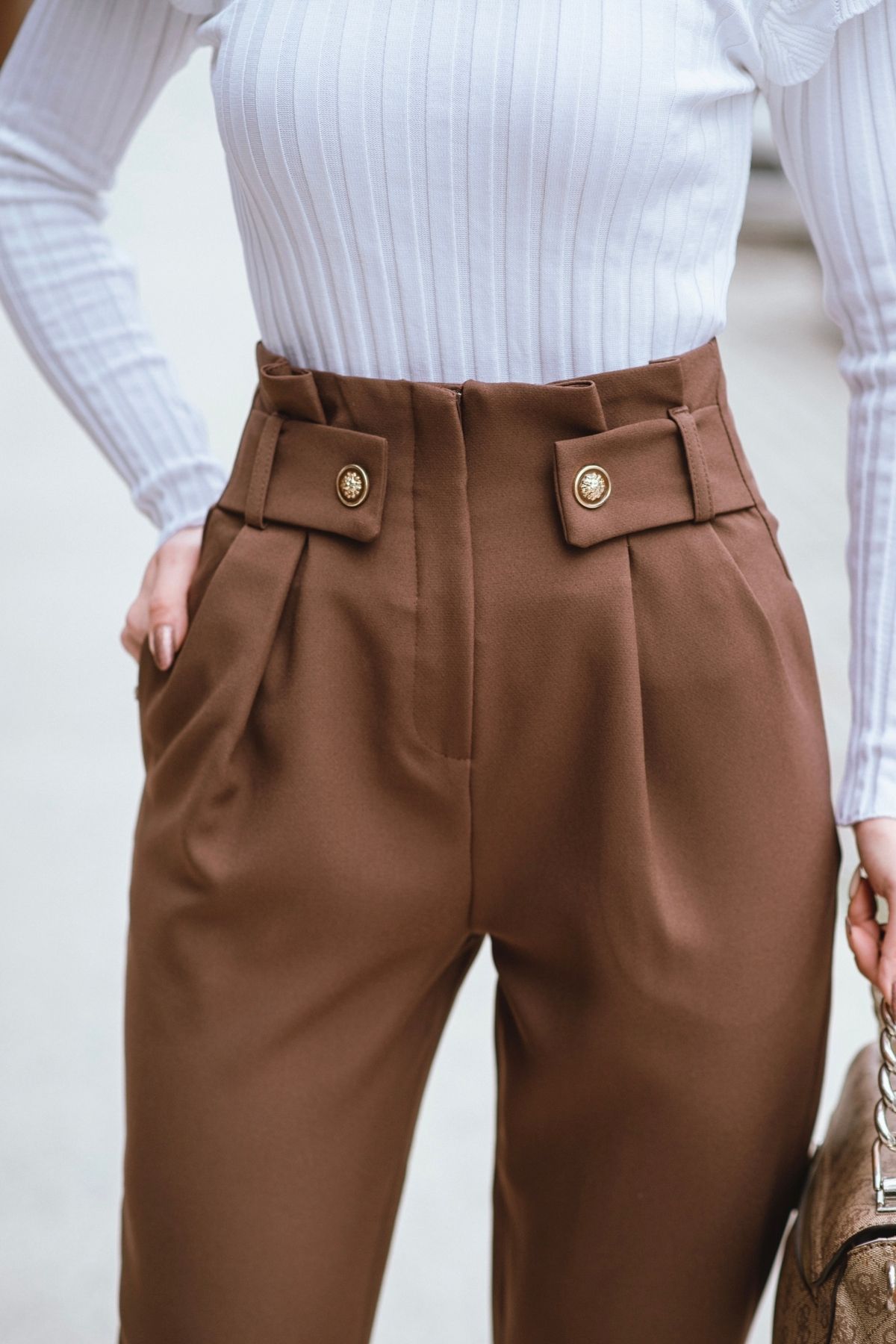 Kahverengi%20Bel%20Detaylı%20Lüks%20Kalite%20Havuç%20Pantolon