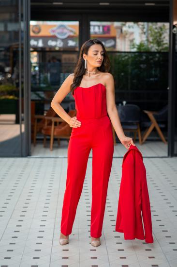Kırmızı Bel Detaylı Klasik Pantalon