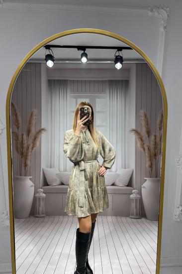Kuşaklı Saten Mini Elbise