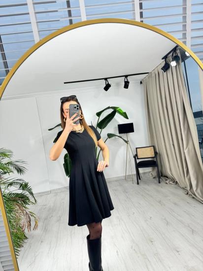 Siyah Zara Model Krep Kumaş Elbise