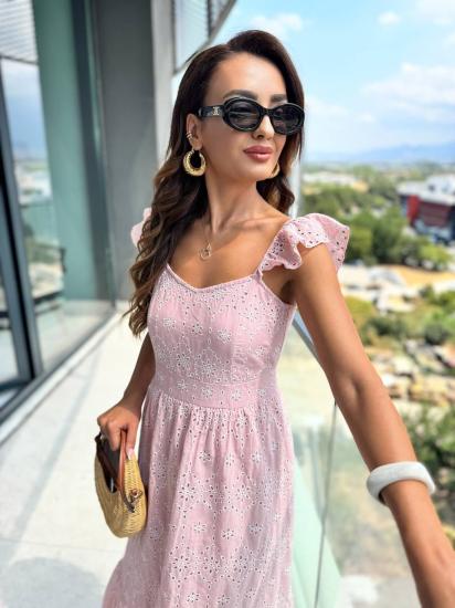 Pudra astarlı %100 pamuklu Fisto elbise