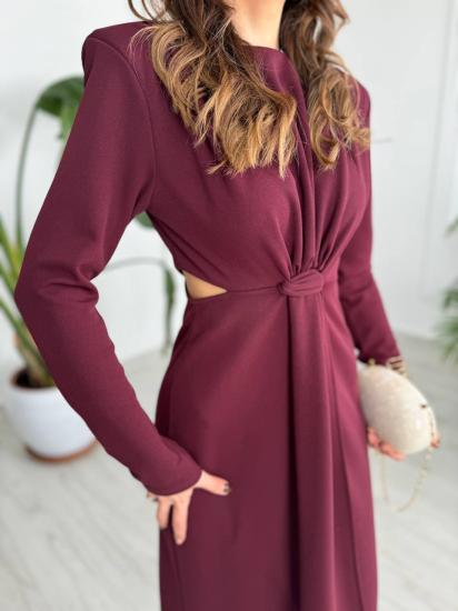 Bordo Vatkalı Zara Model Bel Detay Krep Kumaş Elbise