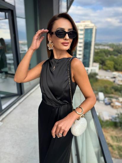 Siyah İthal Tok Saten Zara Model Elbise