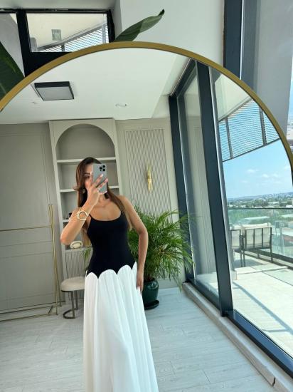 Tasarım Eteği Şifon Astarlı Premium Elbise