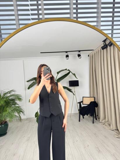 Siyah Premium Seri ithal ipekli Krep Kumaş Astarlı Yelek