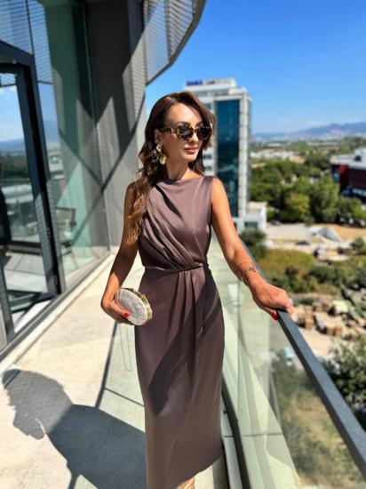 Mocha Kahverengi İthal Tok Saten Zara Model Elbise