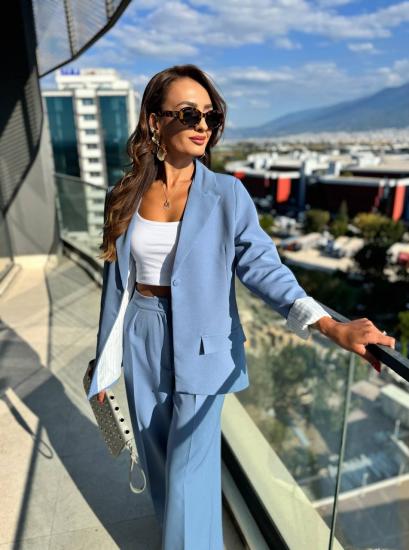 Mavi Atlas Kumaş Ceket Pantolon Takım