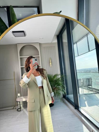 Yeşil Atlas Kumaş Ceket Pantolon Takım