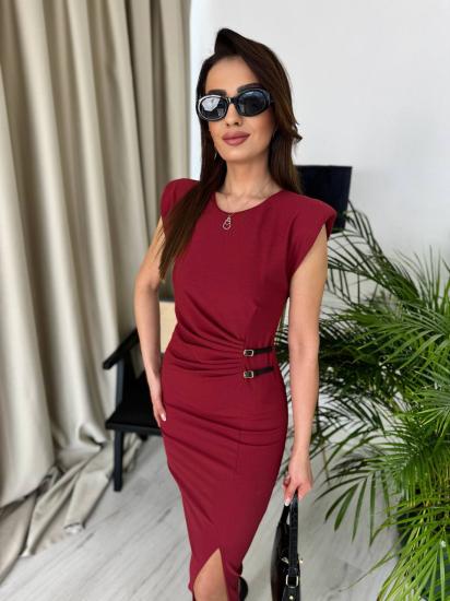 Bordo Zara Model Süs Kemerli Kalem Elbise