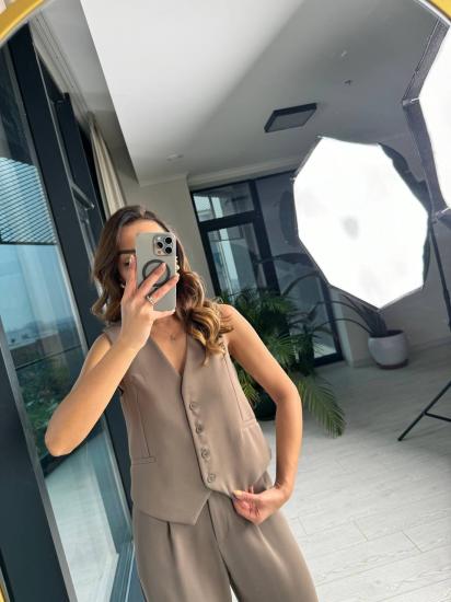 Vizon Premium Seri ithal ipekli Krep Kumaş Astarlı Yelek
