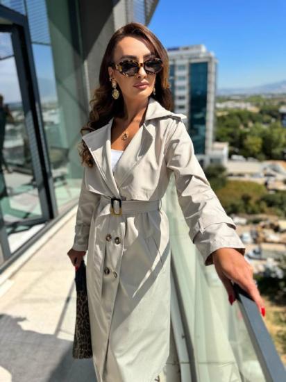 Taş Rengi Fit Kalıp Trençkot