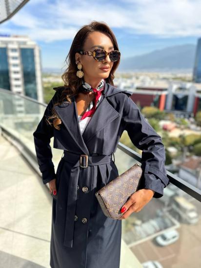 Lacivert Fit Kalıp Trençkot