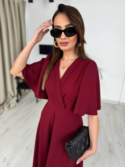 Bordo Kol Detay Krep Kumaş Elbise
