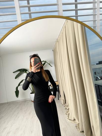 Siyah Tasarım Vatkalı ithal Candy Kumaş Claire Elbise