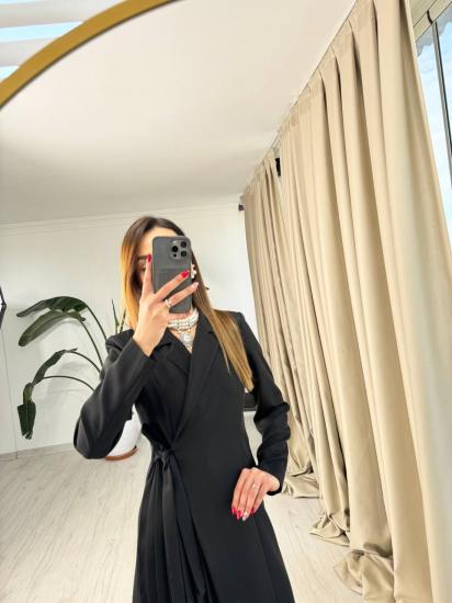 Siyah Pilise Detaylı Lüks Atlas Kumaş Elbise